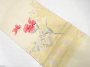 草花模様織り出し　名古屋帯